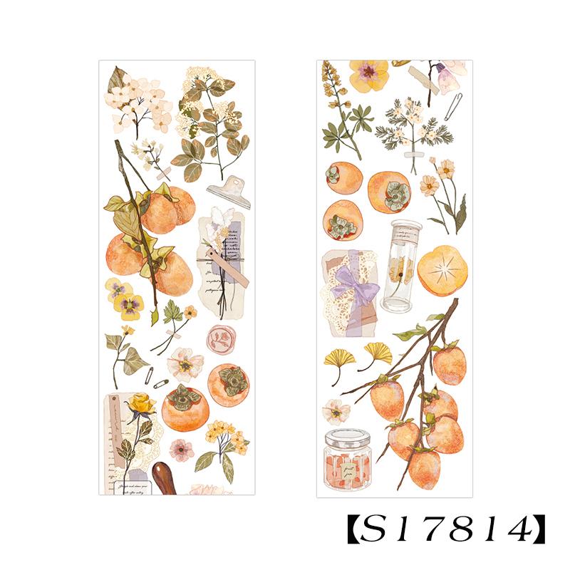 4 стиля, 1 шт./пакет, свежие растения, длинные полоски, наклейки, эстетические цветы, фрукты, украшения для ручного счета, канцелярские наклейки HMM