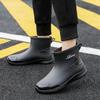 Черные мужские резиновые сапоги весна-осень мужские ботильоны водонепроницаемые для рыбалки болотная обувь автомойка рабочая обувь слипоны пластик 2024