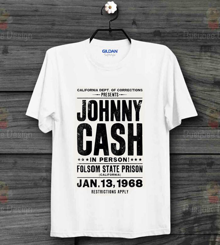 26 Jonny Cash 60s Folson State Prison Gig Poster Retro Vintage Unisex T shirt B166 Unisex T-Shirt