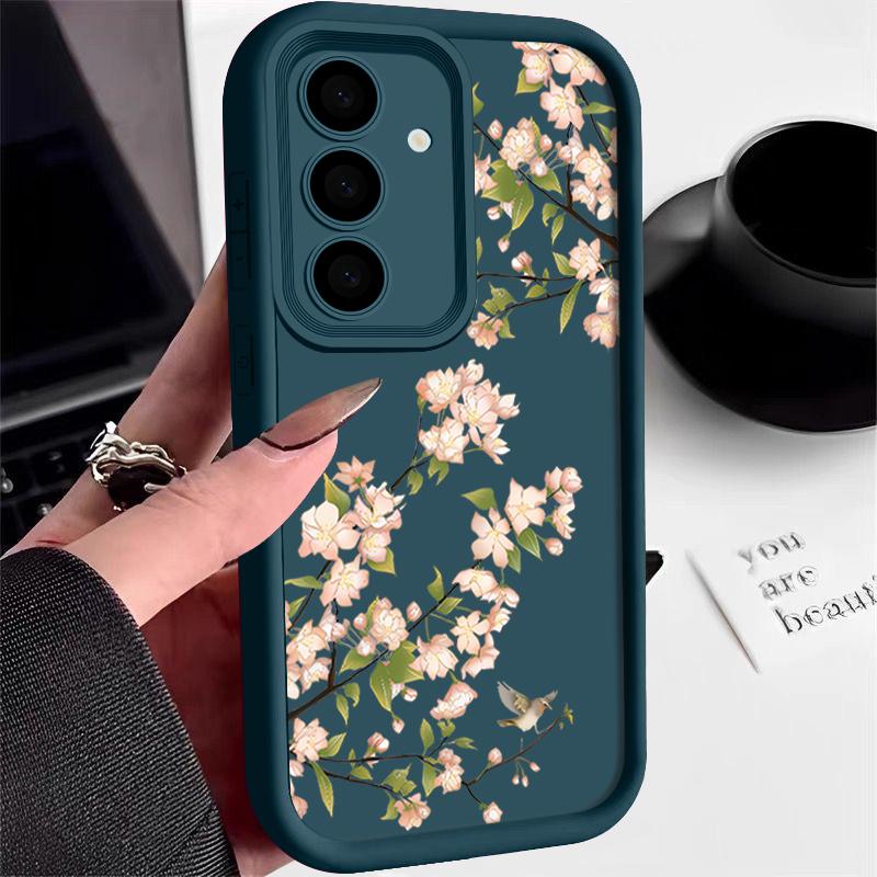 Чехол для Samsung Galaxy A55 A54 A26 A35 A15 A16 A56 A25 5G S25 Edge S24 S23 S22 Ultra S24 S21 FE Розовые цветы Мягкий чехол для телефона