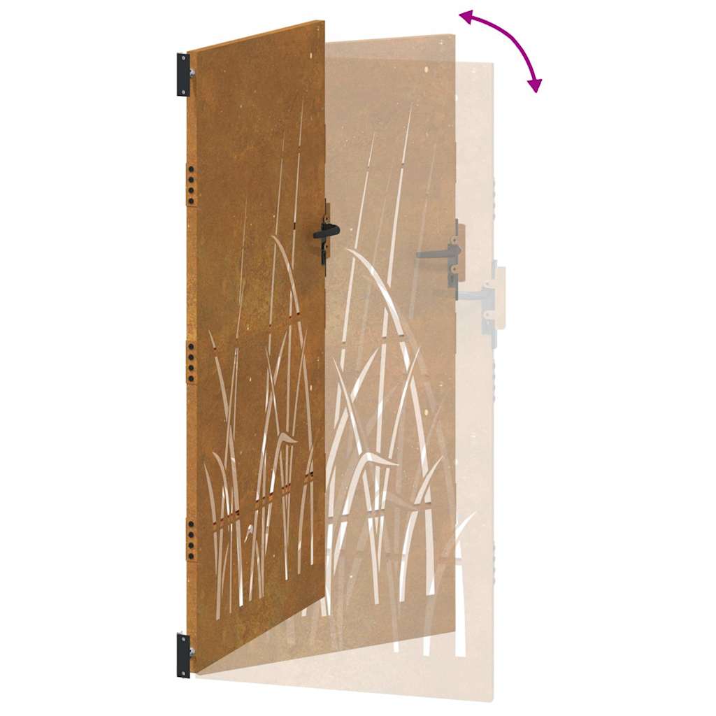 Garden Gate 85 x 200 cm Corten Steel Grass Design