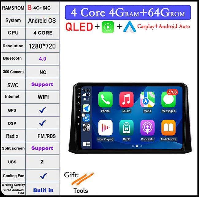Для Toyota Corolla 2019-2020 Авто GPS Навигация Android 14 WiFi lPS/QLED Экран RDS Стерео Радио Автомобильный Мультимедийный Плеер 4GLTE