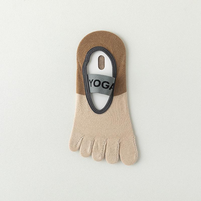 Женские носки для йоги с пятью пальцами, силиконовые нескользящие бандажные носки для балета, пилатеса, дышащие хлопковые спортивные носки с открытой спиной для танцев в помещении