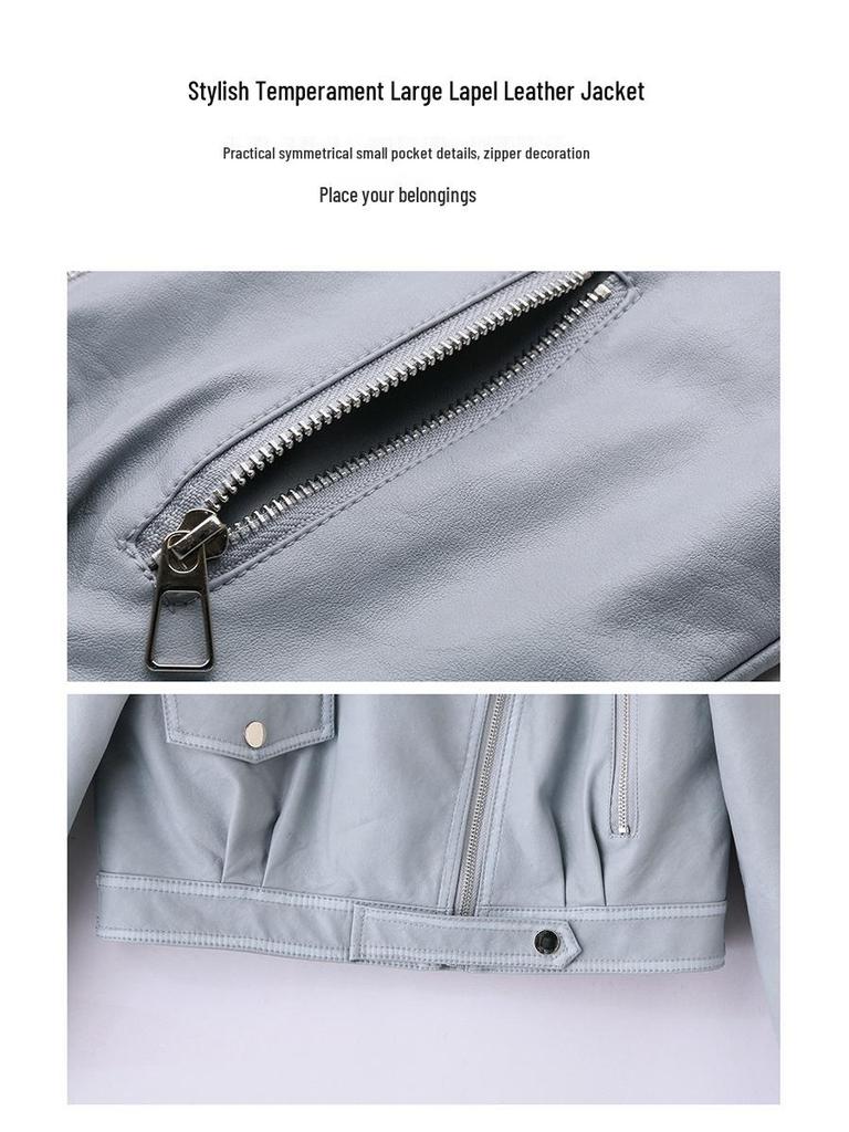 Женская приталенная корейская мотоциклетная кожаная куртка Весна 2025 - Модная, Молодящая Повседневная Верхняя одежда (ZH1176)