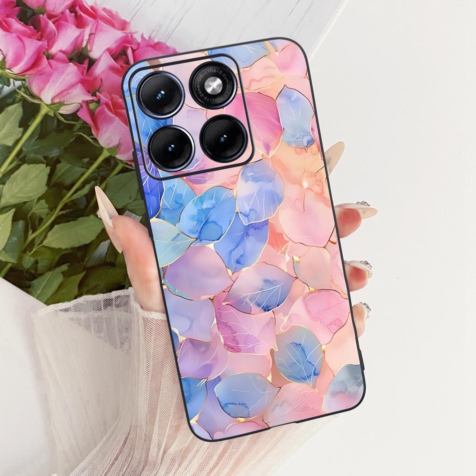 Для Motorola Edge 70 Fusion Милый Цветок Бабочка Кошка Расписной Чехол Для Motorola Edge70 Fusion 5G Черный Силиконовый Мягкий Чехлы Для Телефона