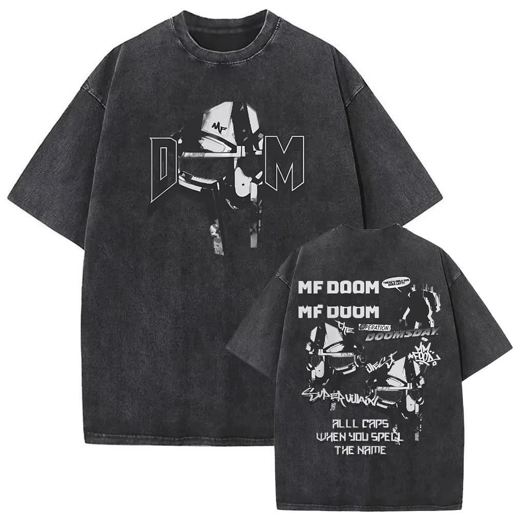 Стирка Винтаж Рэпер MF DOOM MM FOOD Графический Принт Футболка Мужская Повседневная С Коротким Рукавом