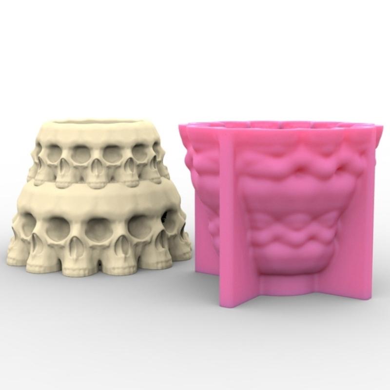 Halloween Skull Head Silicone  Mold Succulent Flowerpot Clay Cement Plaster Molds  Home Garden Flower S Mould