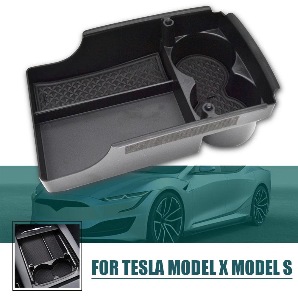 Для Tesla Model X S Автомобильный органайзер-подлокотник на центральную консоль, лоток-органайзер, противоскользящие коврики, хранение, наведение порядка, автомобильный ящик для хранения
