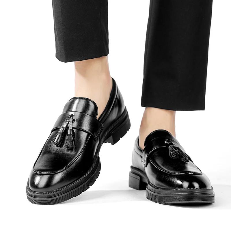 Осенняя мужская обувь, модные кожаные мужские туфли, роскошные мужские деловые туфли с кисточками, классические мужские туфли для джентльмена