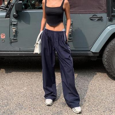 Женская мода, однотонные повседневные разноцветные длинные брюки со свободной талией и отличительным шнурком по бокам