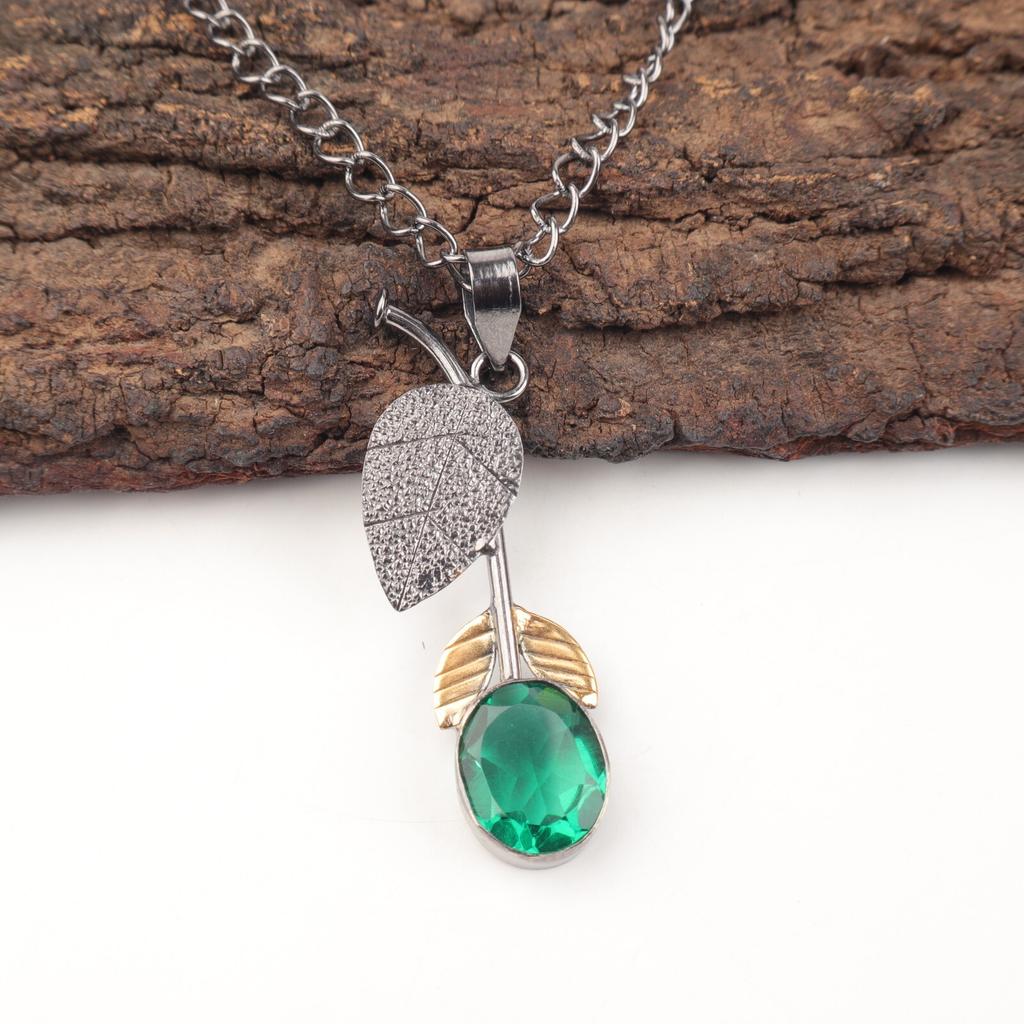 Зеленый Изумрудный Камень Подарок Дочери Юбилей Свадьба Подвеска Ювелирные Изделия 925 Серебро PP-55-8