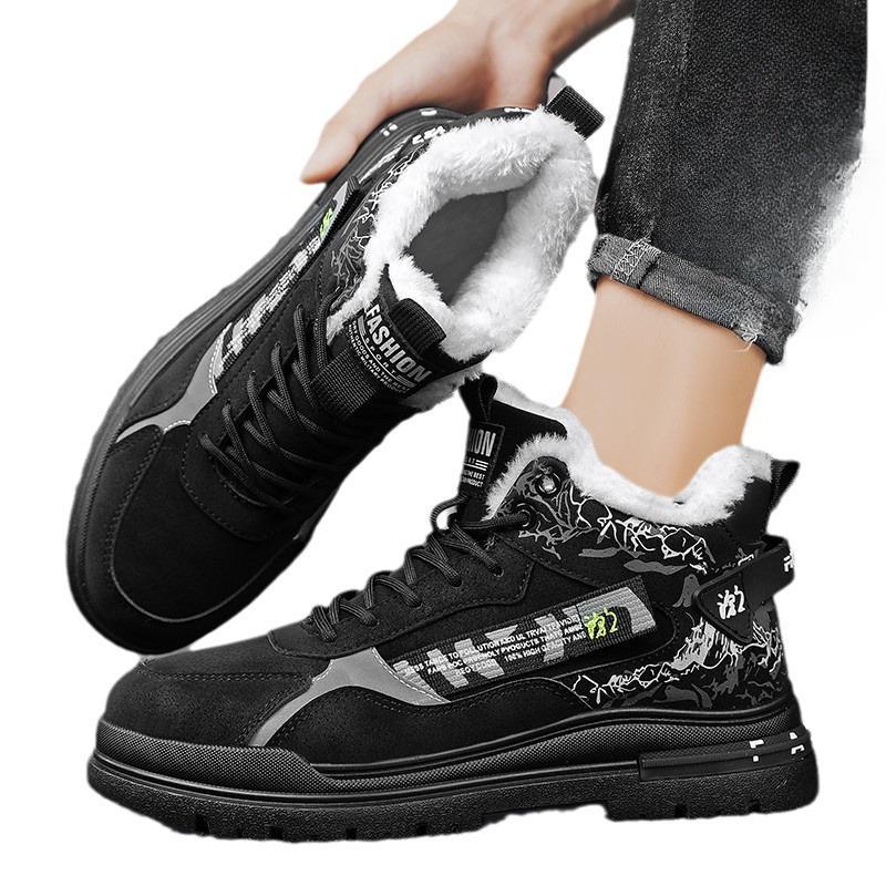 Обувь для мужчин, спортивная обувь для отдыха, Guochao, средняя помощь, ботинки Martin, теплые бархатные, толстые, молодежные, хлопковые туфли