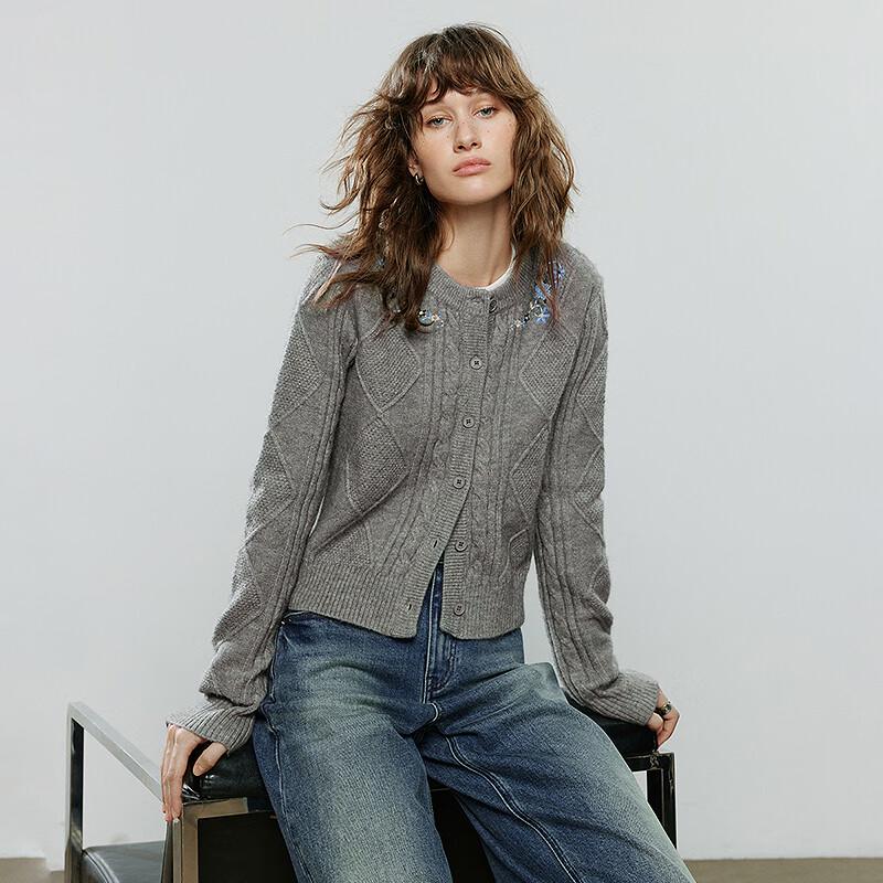 Женский вязаный кардиган Chuyu в стиле ретро с цветочной вышивкой