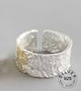 Xiaomi 925 Sterling Silver Open Ring For Women INS Niche Irregular Wave Sand Surface Wide Noodle Original Party Birthday Gift