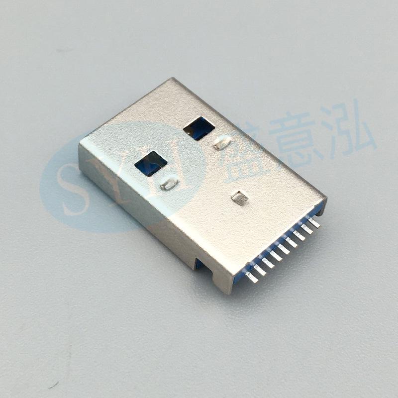 USB 3.0 гнездо, встраиваемое, с 1,9 мм прямыми штырьками, поверхностный монтаж 180°, высокоскоростной USB 3.0 штекер.