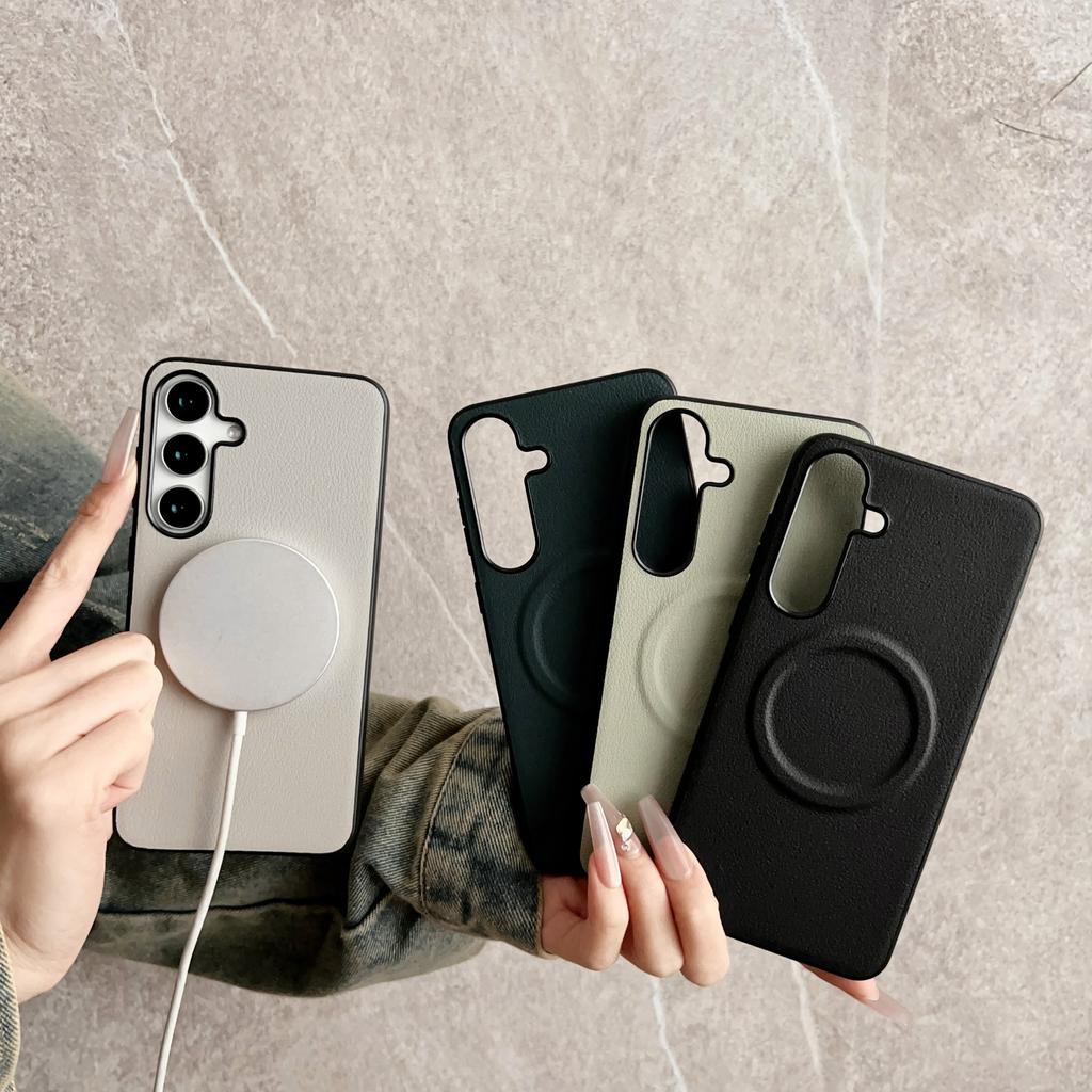 For Samsung Galaxy S25+ Magnetic Case PU + TPU Phone Back Cover