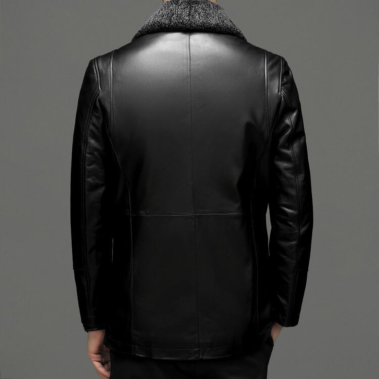 New Winter Men's Fur Collar Detachable Leather Jacket Thickened Lapel Leather Jacket for Men