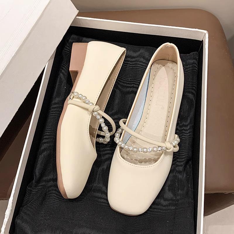 Summer Shallow Mouth Flat Bottom Evening Shoes Gentle Wind Mesh Breathable Fairy French Low Heel with Skirt French Single Shoes Woman