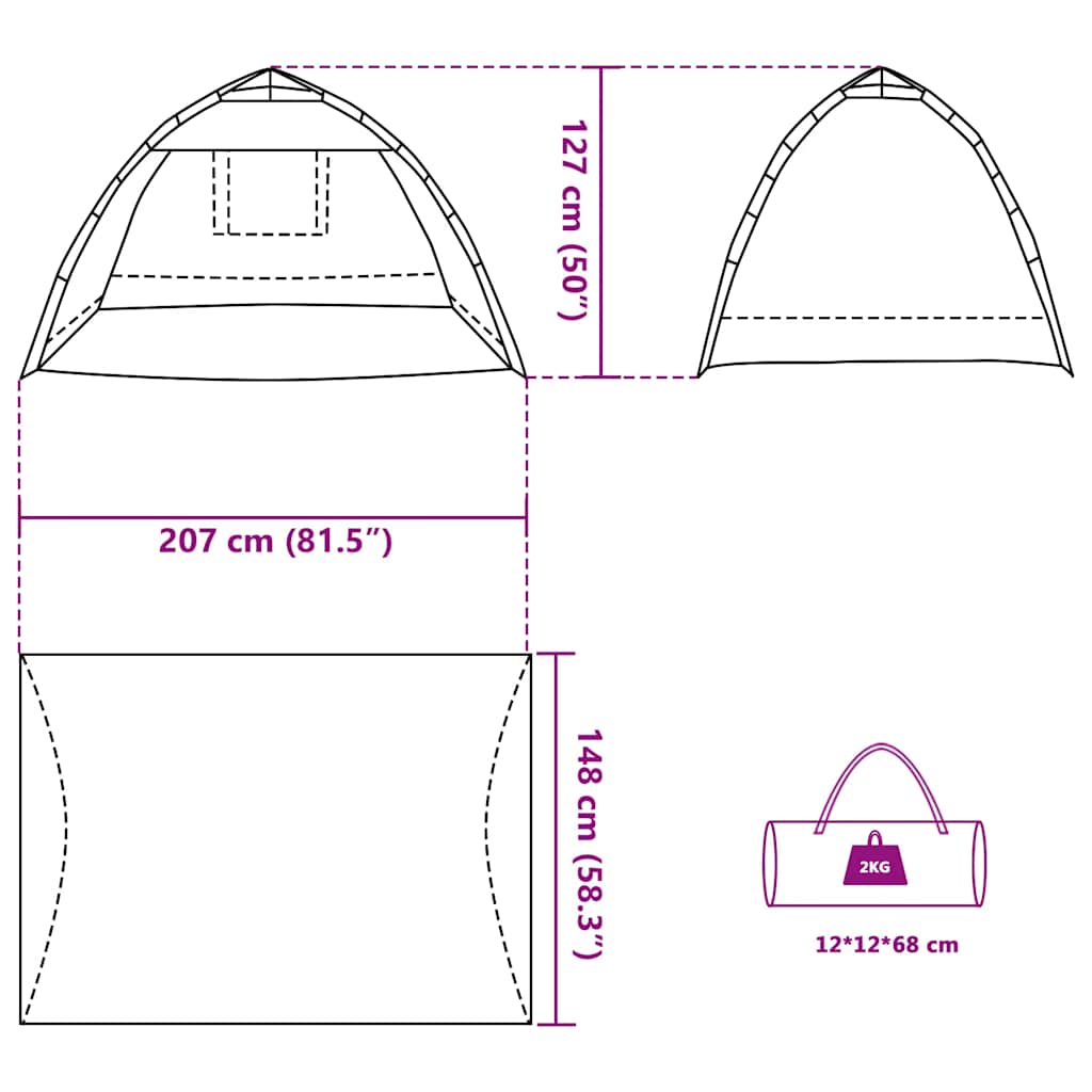 Beach Tent for 2 Persons Gray Quick Release Waterproof