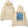Autumn and winter SZA sweatshirt music album SOS graphic print Men's and women'ssuperlarge cap sweatshirt Hip-hop sweatshirt