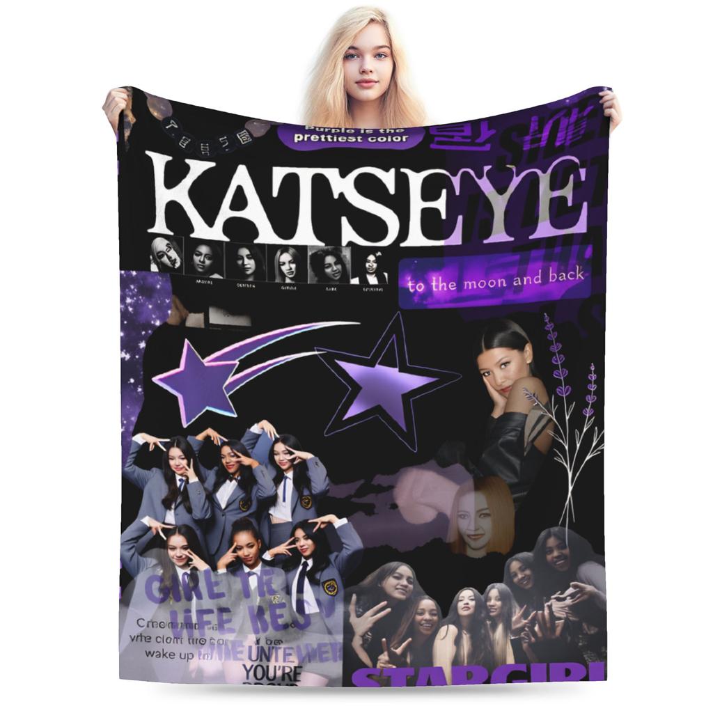 Katseye Kpop Музыка Плед Качественный Мягкий Теплый Постельное Белье Пледы Зимний Студенческий Диван Кровать Смешной Покрывало