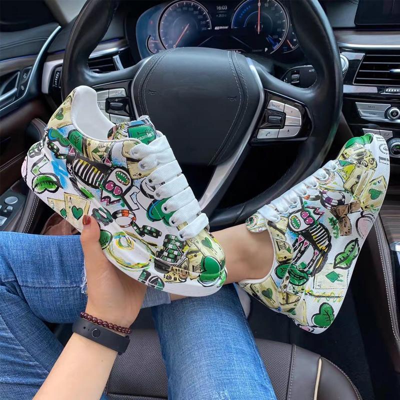 Spring Autumn New Women's Chunky Sneakers Soft Platform Graffiti Casual Shoes Classic Girls Streetwear Trainers
