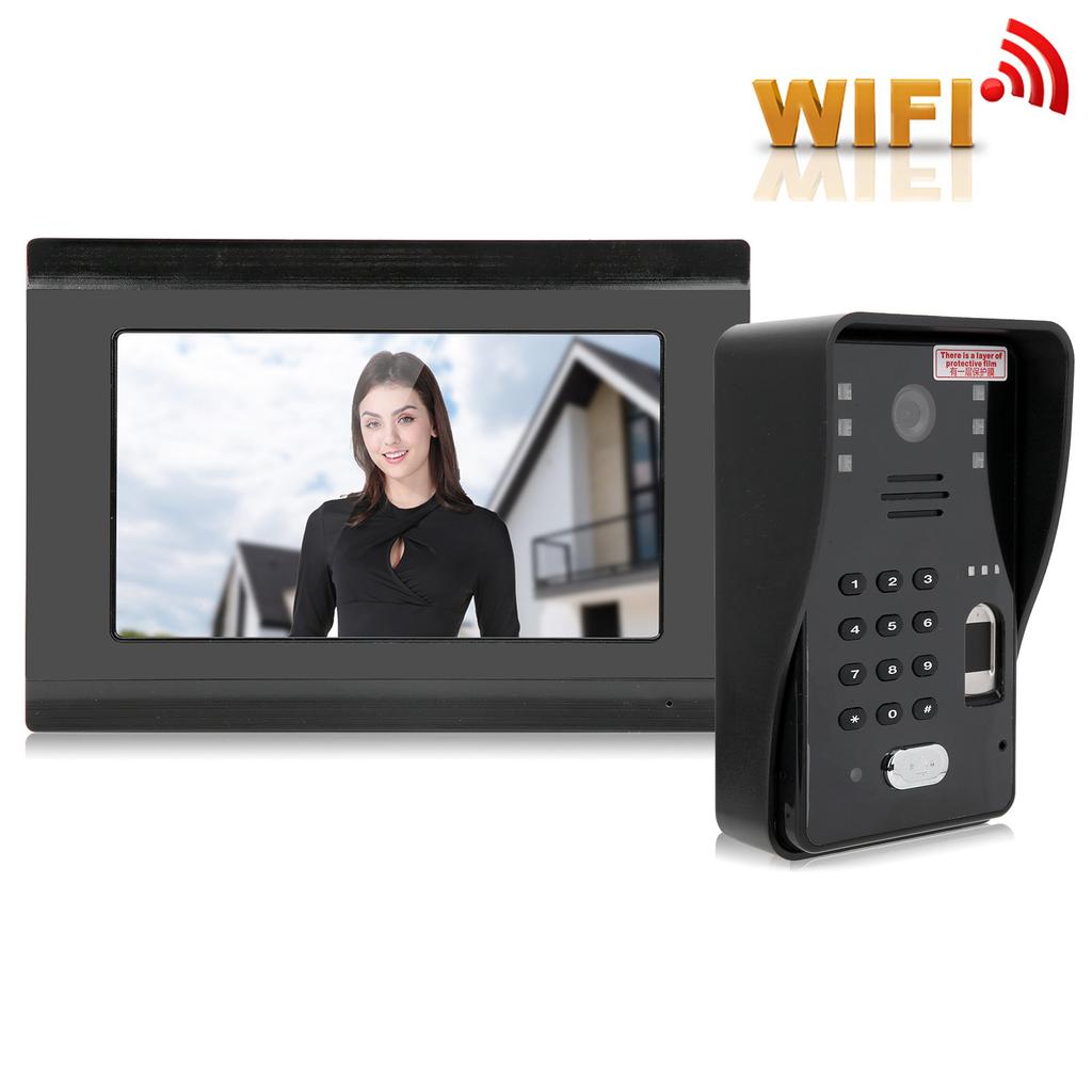 7-дюймовый видеодомофон безопасности проводной Wi-Fi отпечаток пальца пароль IC карта удаленная разблокировка ночное видение