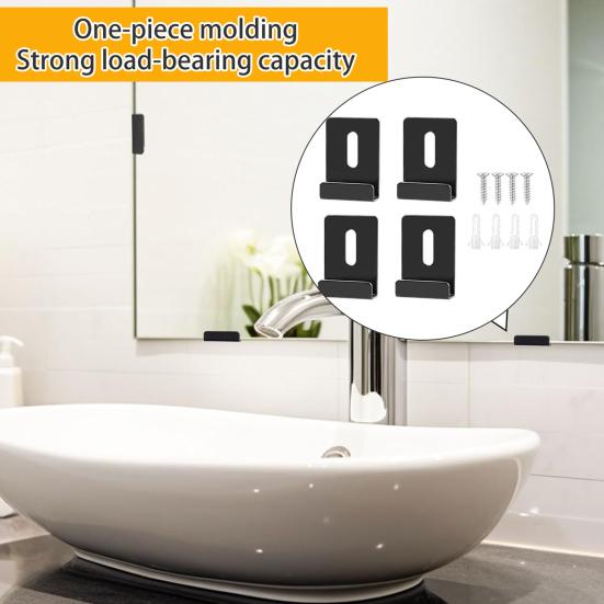 Металлические зажимы для зеркал. Комплект зажимов для подвешивания зеркала с широким каналом. Нержавеющий прочный несущий настенный монтаж. Большие тяжелые фиксаторы.