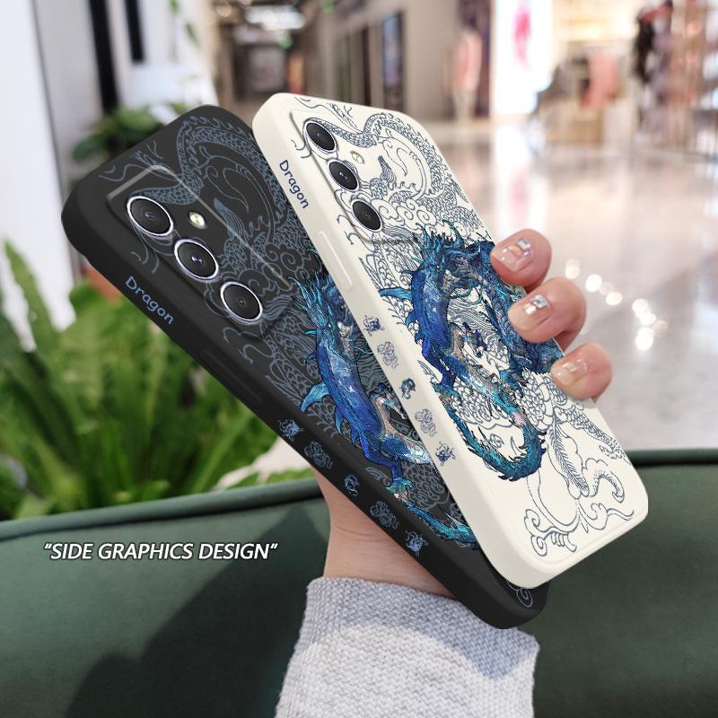 Синий Чехол-Дракон Для Samsung Galaxy A56 A36 A26 A55 A35 A25 A15 A05 A05S A54 A34 A24 A14 A04 A04S A04E 4G 5G