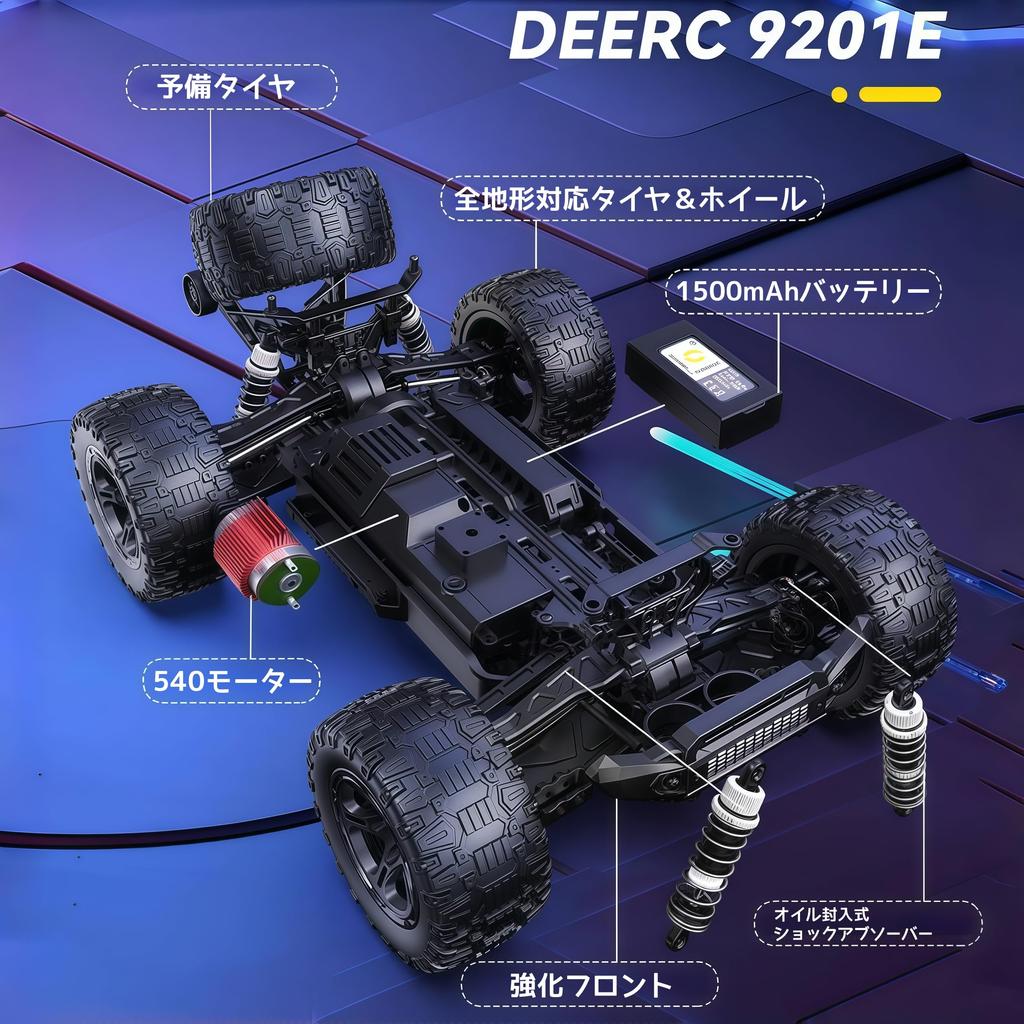 DEERC Scale 4WD RC Trophy Truck Racer for Replacement Metal Body Long Operation LED Birthday Day Certified In Japan 1/10 Car, High-Speed Off-Road