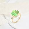 Rotatable Green Cat's Eye Stone Four-Leaf Clover Ring Female Ins Wind Hundred With Fashion Finger Ring Opening Adjustable Ring