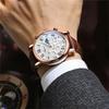 CHENXI 973 Мужские наручные часы Многофункциональные Деловые часы Фаза Луны Дата Водонепроницаемые Римский циферблат Кожаные Кварцевые часы для Мужчины