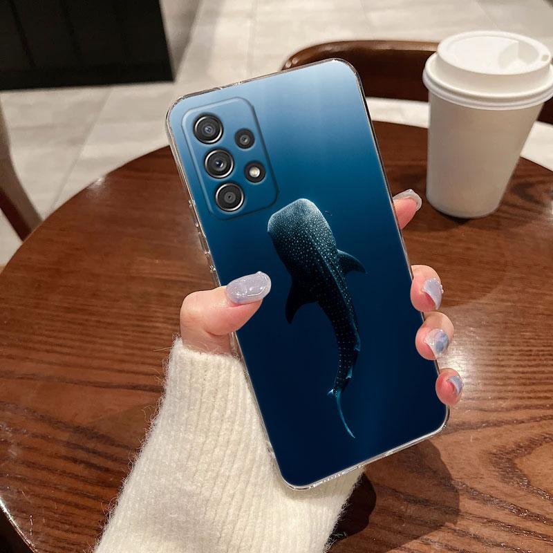 Прозрачный чехол для телефона с изображением китовой акулы в океане для Samsung Galaxy A56 A57 A37 A55 A54 A36 A35 A26 A25 A16 A17 A07 A52 A34 A73