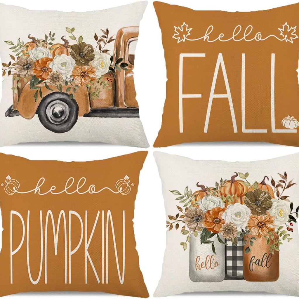 Подушка на День Благодарения с тыквой, Наволочка, Осенний растительный цветочный принт, Наволочка для дома, гостиной, дивана