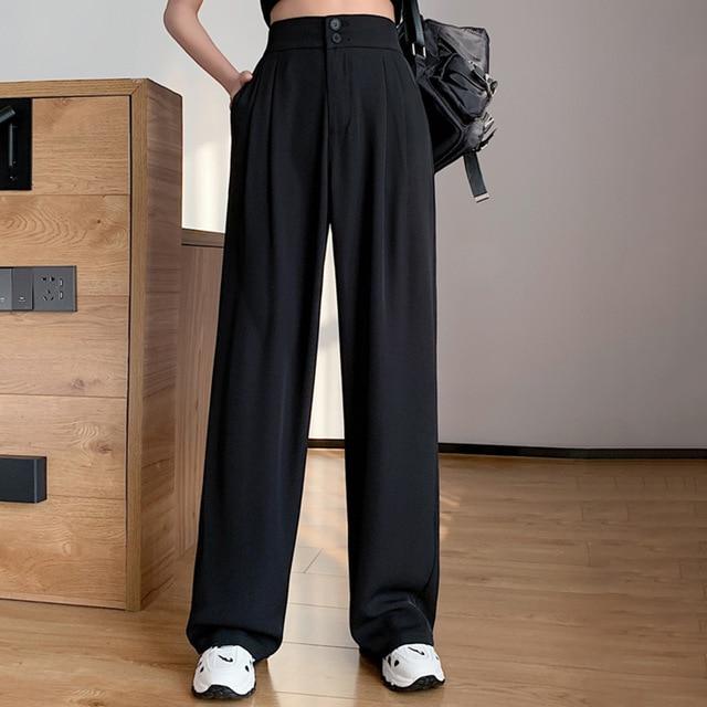 Summer Loose Casual Trousers For Women High Waist Maxi Wide Leg Pants Female Elegant 2022 Fashion Clothes New