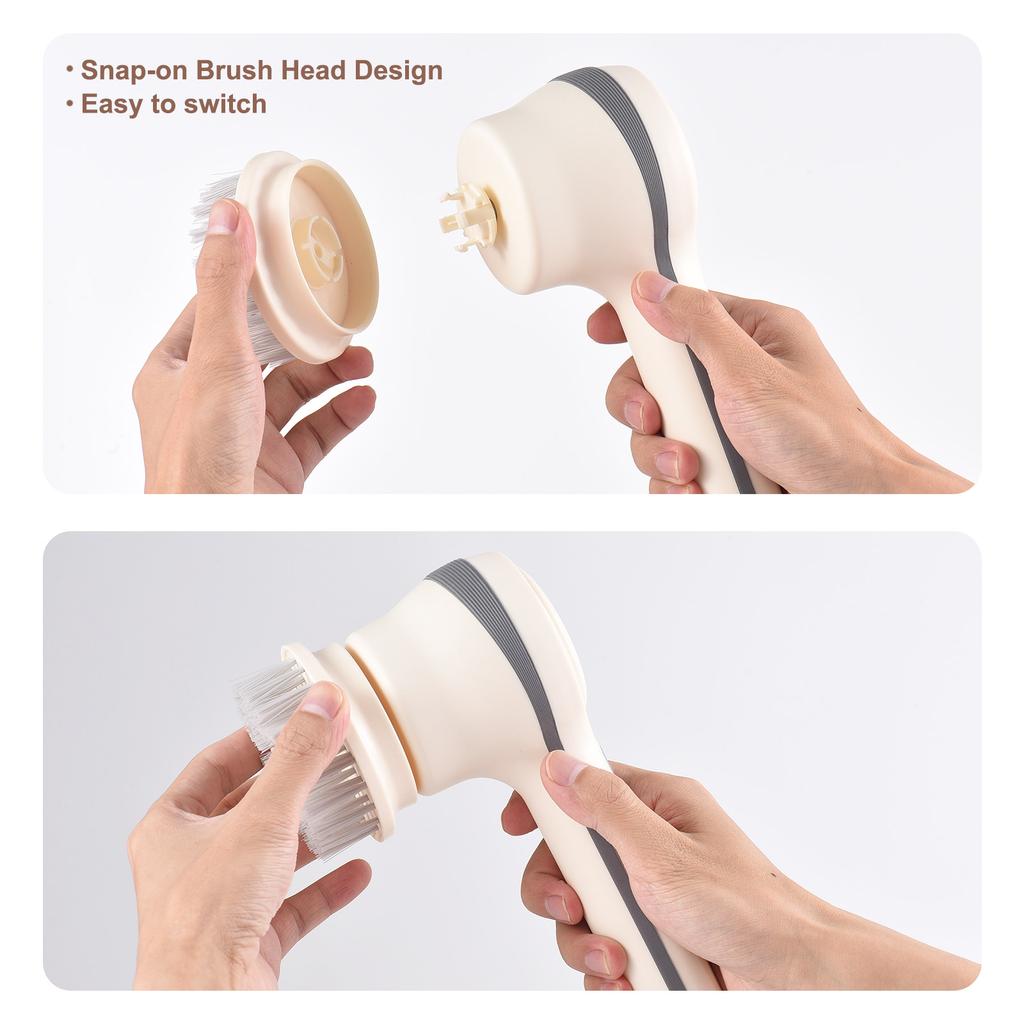 Electric Spin Scrubber Multifunctional Cleaning Brush with 4 Heads Nylon/Wire Brush/Sponge Cordless Handheld for Kitchen Bathroom Wall Window