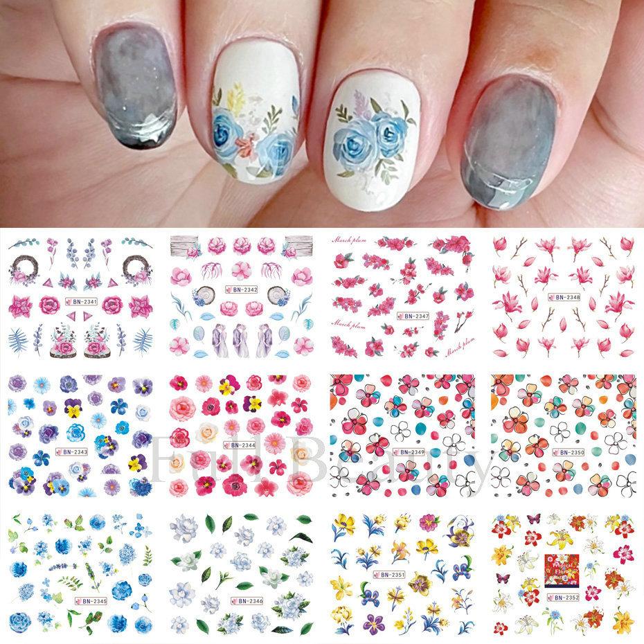 Наклейка для дизайна ногтей, Серия «Весенние и летние цветы и травы», Водная наклейка для ногтей с цветком Zou Ju