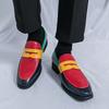 Fashion Men Retro Loafers Blue Red One Foot Comfortable Fashionable Small Leather Shoes European American Business Shoes Size 38-46