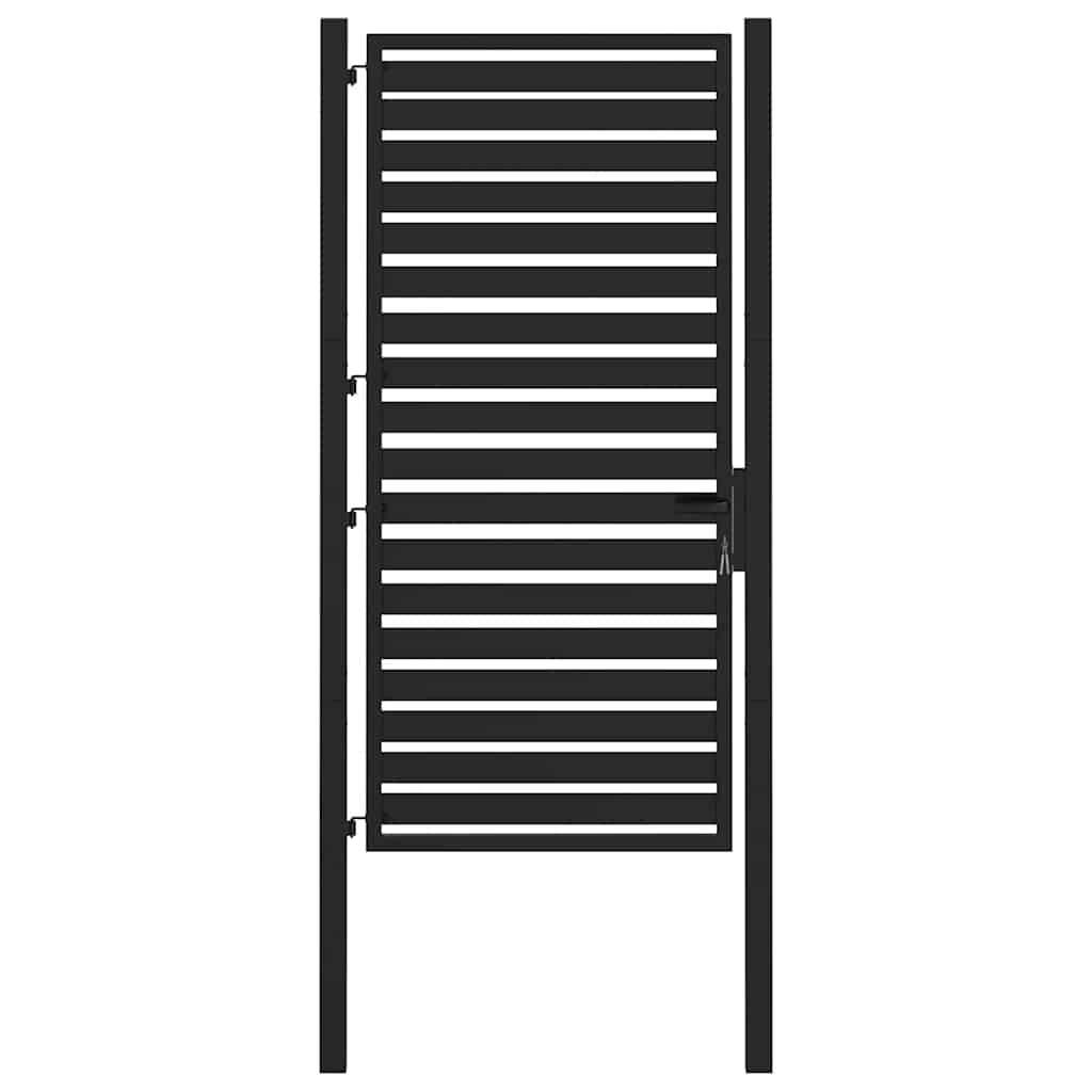 Garden Gate with Lock Black 100 x 180 cm Aluminum