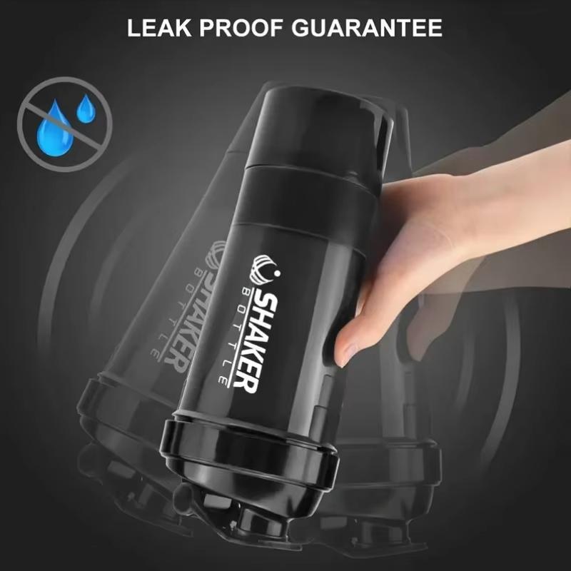 Бутылка-шейкер с контейнером для питания, 2 уровня, протеиновые коктейли, порошок, бутылка-шейкер, спортивная бутылка для воды, идеально подходит для занятий спортом, фитнеса и тренажерного зала