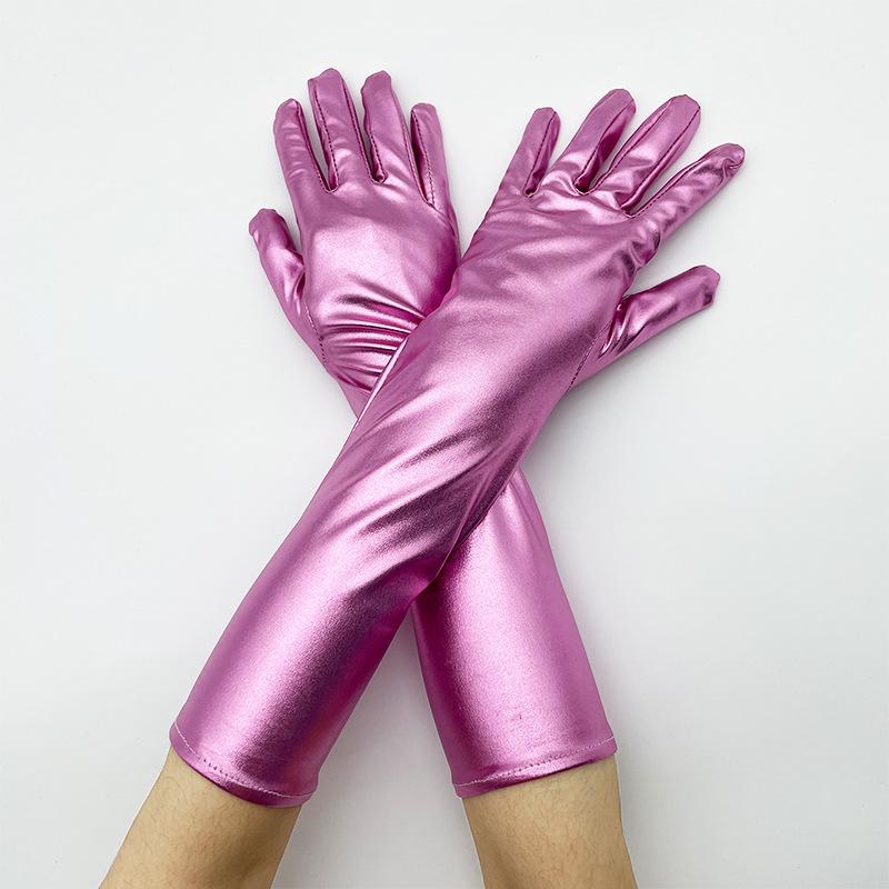 Средние и длинные перчатки из лакированной кожи Эластичные облегающие кожаные перчатки Облегающие Сценические Сексуальные Ночной клуб Зима