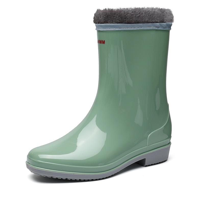 Непромокаемые сапоги средней длины, женская резиновая обувь на платформе, модные непромокаемые туфли из желе из ПВХ, 2024, женские непромокаемые ботинки без шнуровки для работы