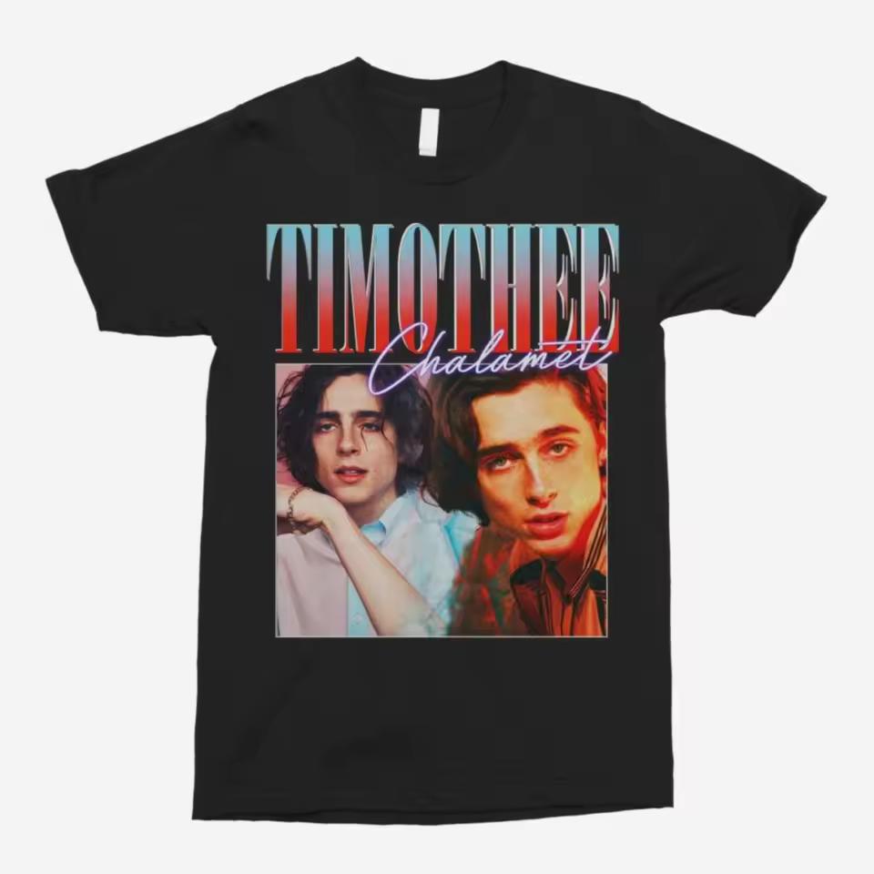Timothee Chalamet T shirt for Men Pure Cotton Awesome T shirt O-neck Short Sleeves Vintage 90s Aesthetic TV Tee Top Apparel Gift