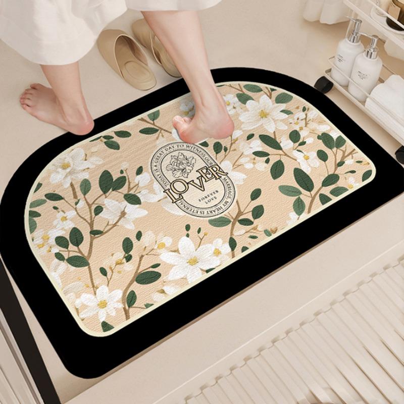 Toilet floor mat non-slip bathroom door mat absorbent foot mat toilet quick-drying diatom mud carpet at the door of the toilet