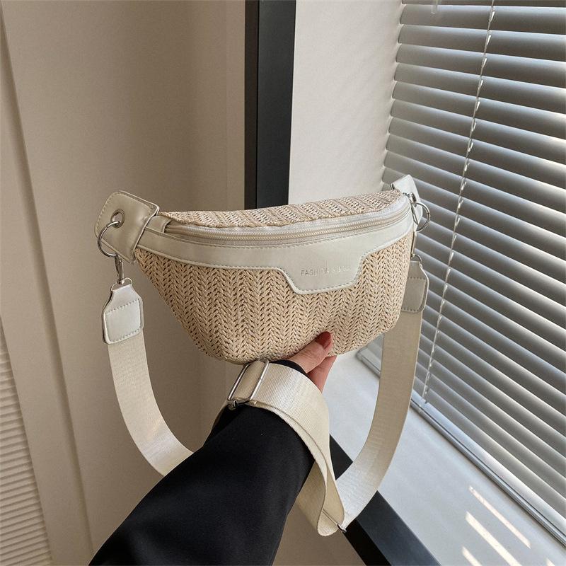 Fashionable Braided Women's Waist Bag New Spring Korean Style Trendy Breast Bag Simple Casual Shoulder Bag