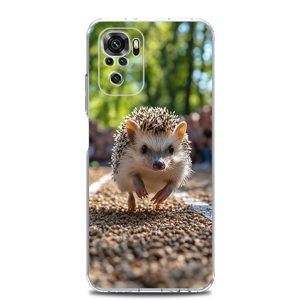 Phone Case For Xiaomi Redmi Note 14 13 12 4G 9S 9 10 11 Pro Plus 5G 14C 13C 12C 10C 9A Clear Soft TPU Cover Cute Little Hedgehog