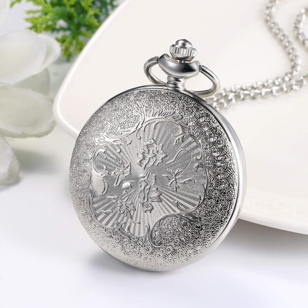 JEWELRYWE карманные часы Sasanqua цифры аналоговые водонепроницаемые скелетон корпус антикварные карманные часы кулон ожерелье часы серебро повседневное использование косплей
