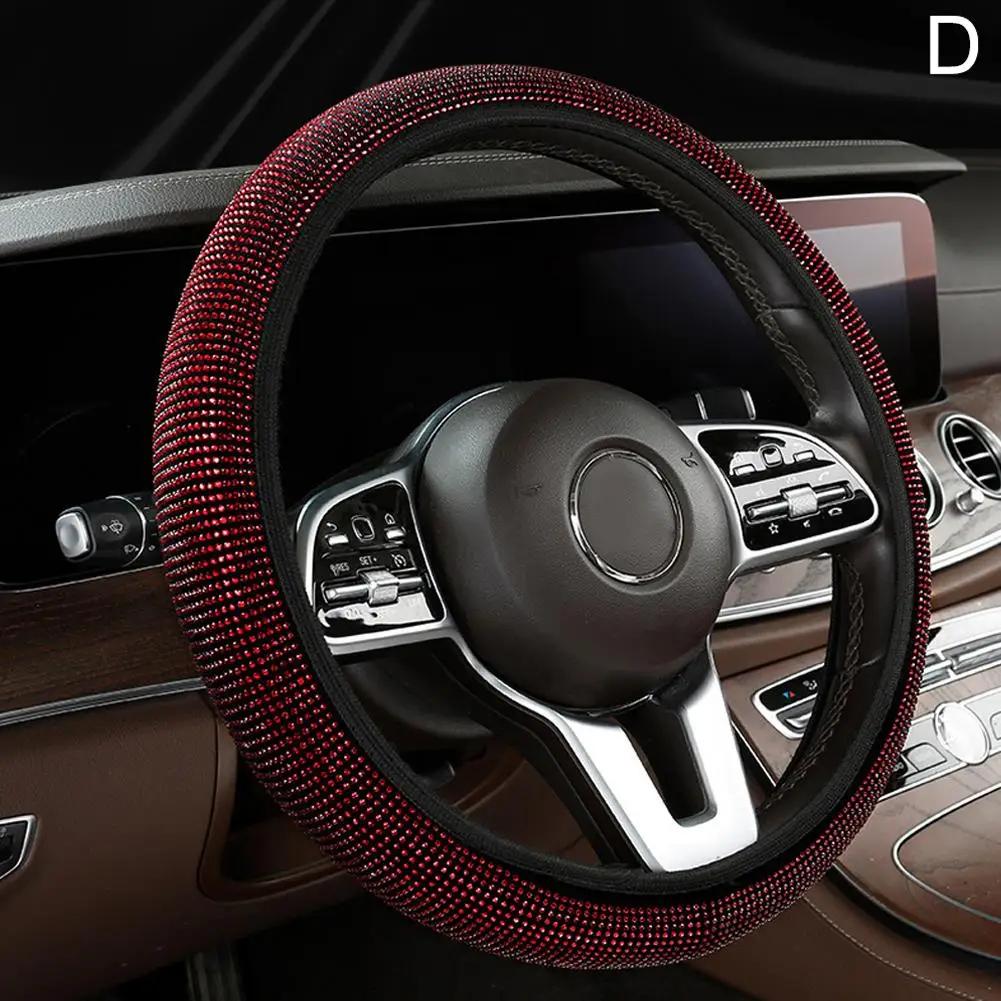 Чехол на руль автомобиля с бриллиантовым кристаллом для внешнего диаметра 14 1/2-15 дюймов, автомобильные аксессуары, автомобильный стиль W4t9