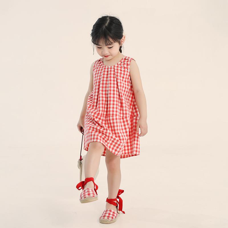 Girls Vintage Dress Print Summer Dresses Kids Casual Sleeveless Beach Cotton Dress Summer Outfits for Toddler Breathable Sundress for Little Girls