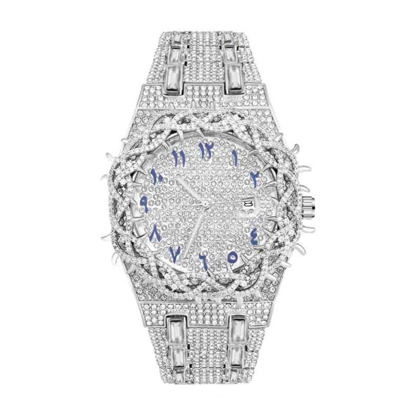 Couple Watch Large Dial Full Calendar Luminous Stainless Steel Strap Fashion Wristwatch